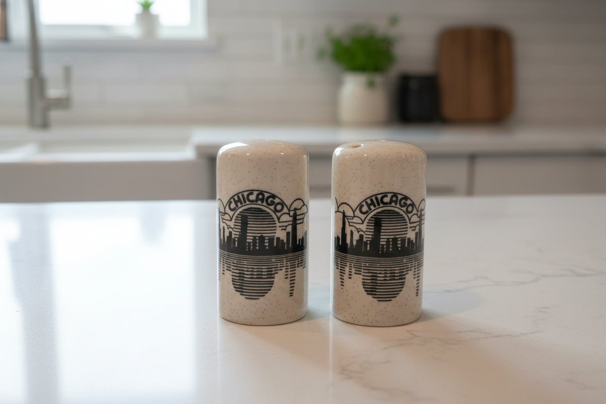 Chicago Skyline Salt & Pepper Shakers 3" Tall Excellent Condition
