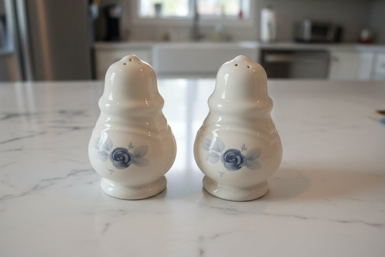Pfaltzgraff Memories Pattern Salt & Pepper Shakers Excellent Condition 4" Tall