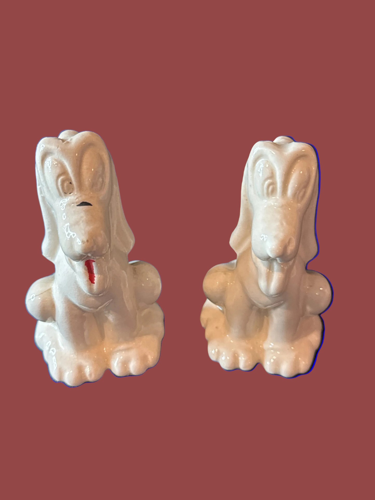 Vintage 1950s Disney Pluto Salt & Pepper Shakers 3.25" Tall