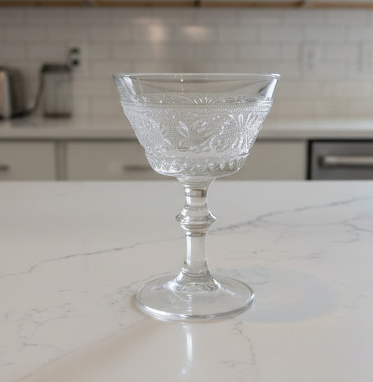 Duncan Miller Sandwich #41 Stem Clear Tall Champagne Sherbert Glass (Glows Green)