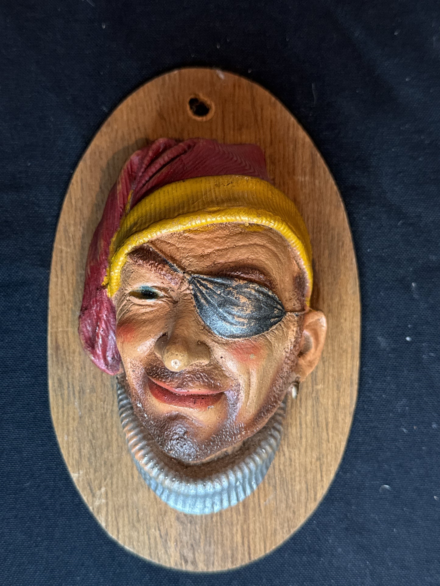 Vintage 1967 Chalkware Head Boatman and Smuggler on Wall Plaques 5.5"-6" Tall