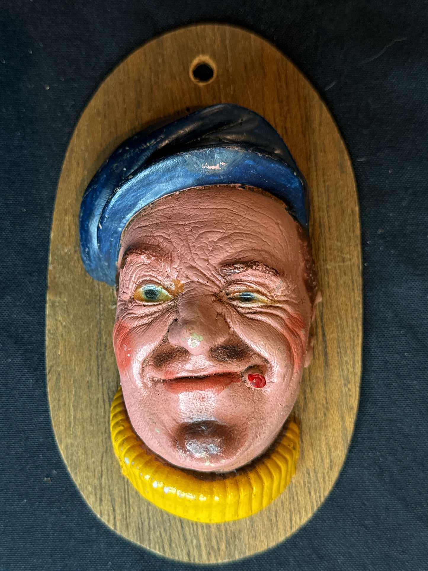 Vintage 1967 Chalkware Head Boatman and Smuggler on Wall Plaques 5.5"-6" Tall