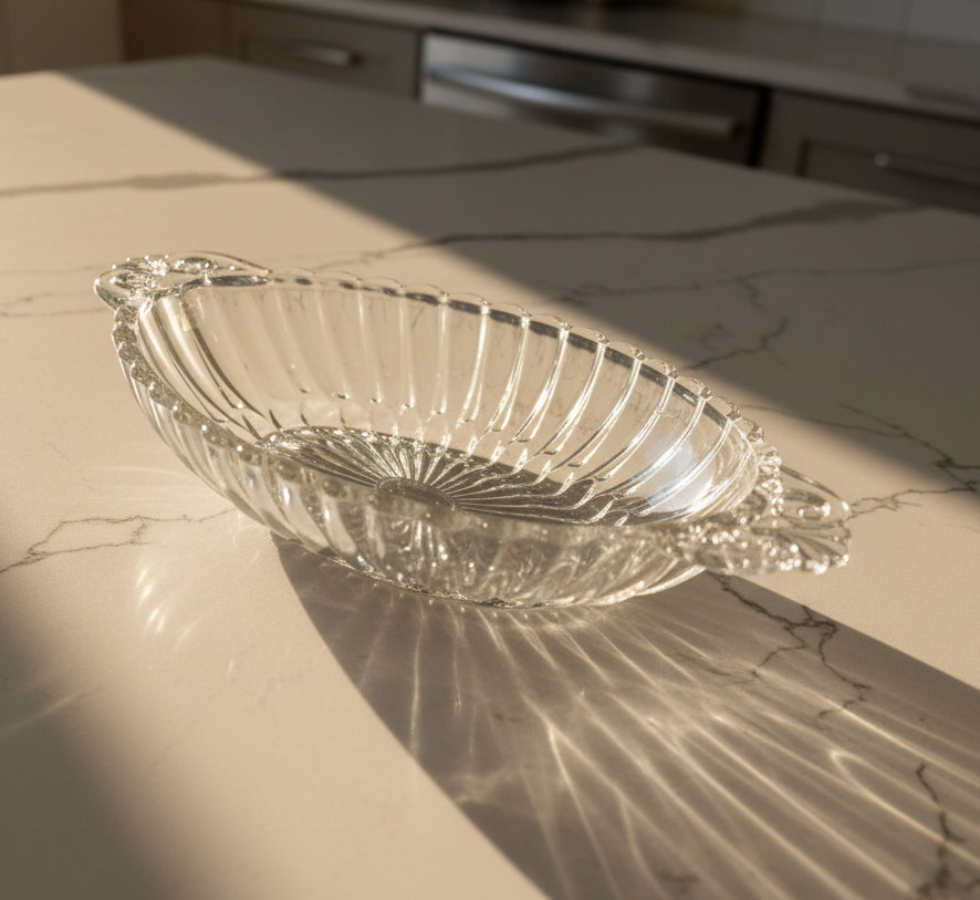 18 Clear by Anchor Hocking 8" Oval Relish Glass Dish 2 Handle