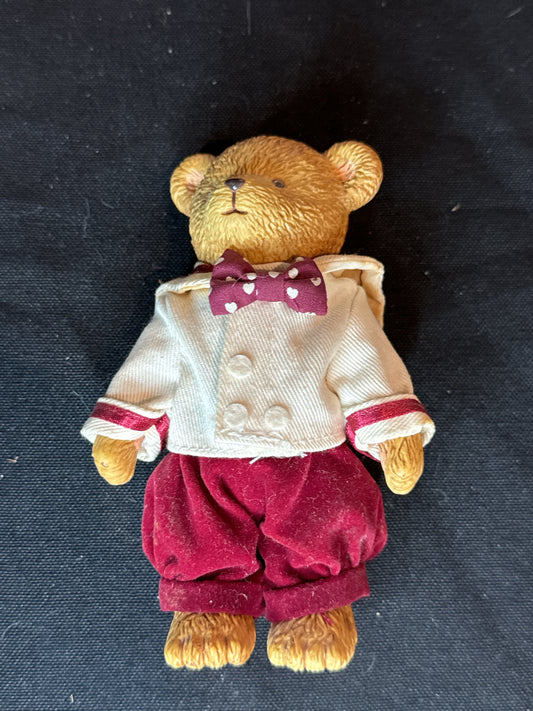 Vintage Russ Teddy Town Teddy Bear Plastic Figurine Dressed in His Little Boy Suit 5"