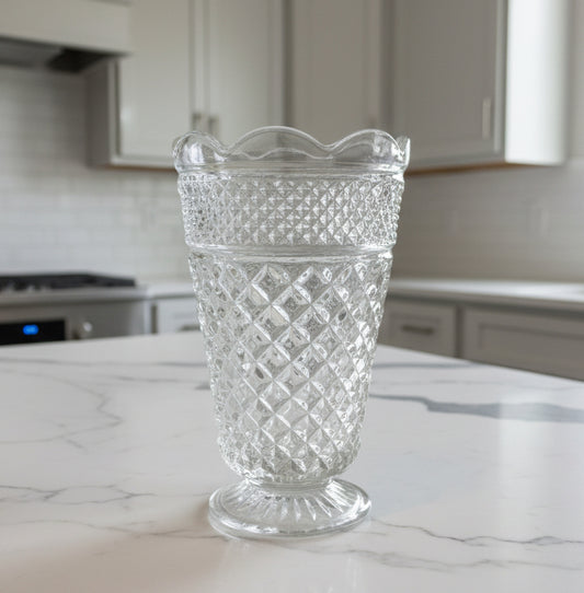 Vintage Anchor Hocking Large Crystal Clear Vase 10" Tall 6.5" Across