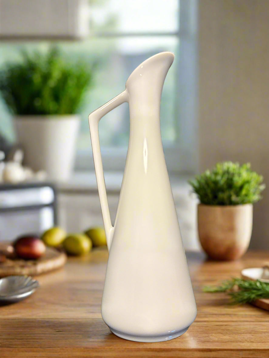 O.M.C. Japan Small Ceramic White Flower Bud Vase Pitcher Vintage 5.5" Tall
