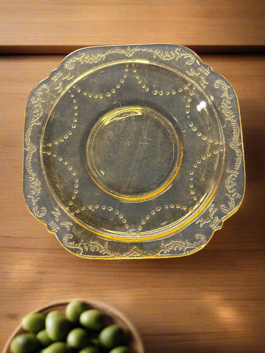 Federal Glass Madrid Amber Pattern Saucers (2) 5 7/8"