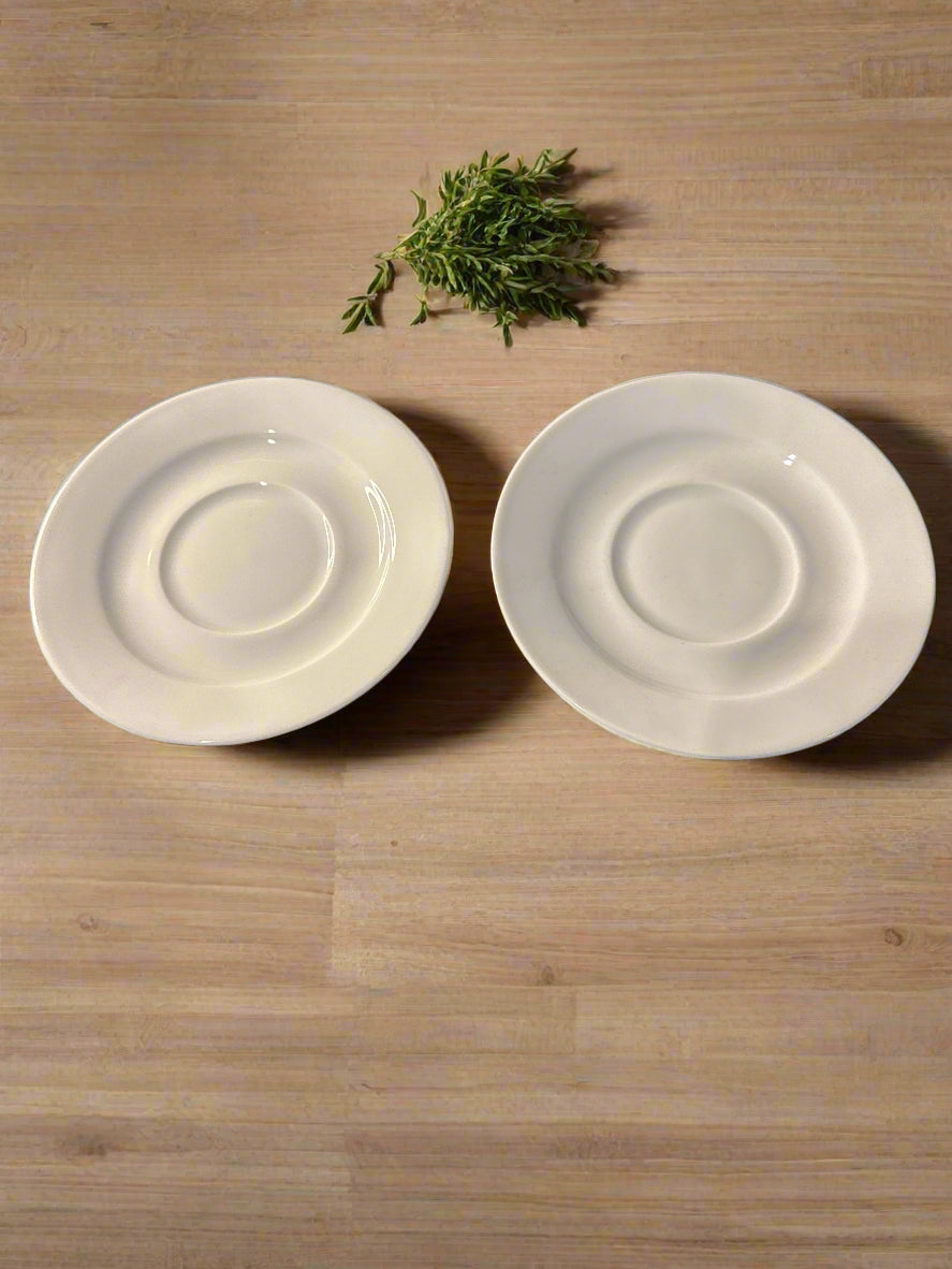 Pair of Everyday White Porcelain Saucers 5" Wide