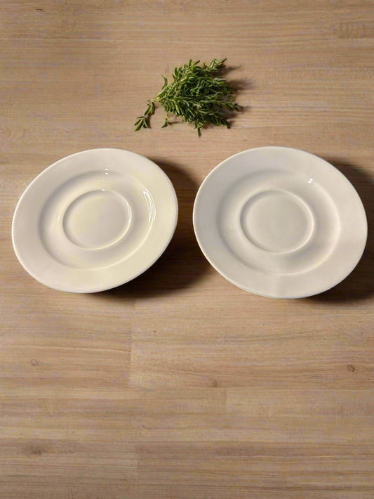 Pair of Everyday White Porcelain Saucers 5" Wide