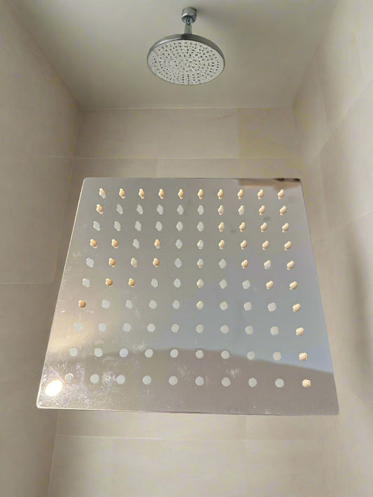 SUS304 8" Stainless Steel Rainfall Shower Head Chrome Top Sprayer No Arm