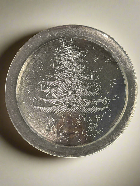 Duralex DRX4 Pattern Christmas Tree 13" Round Sandwich Glass Platter