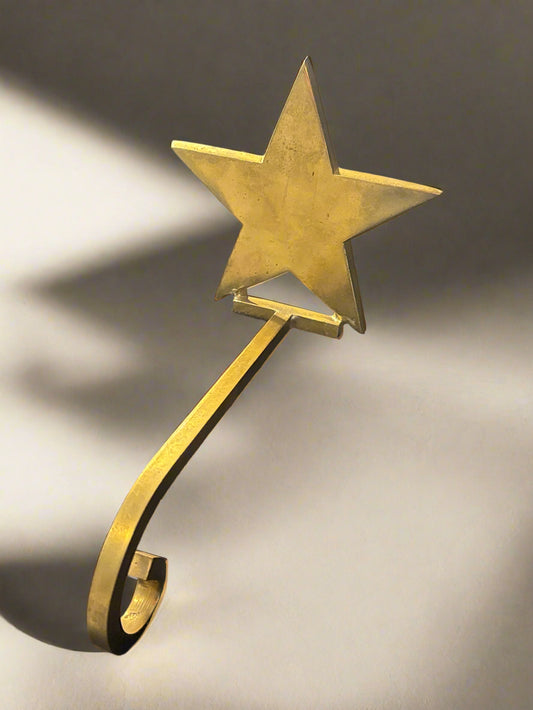 Star Christmas Stocking Hanger Holder Hook Metal Long Arm India Goldstone 8.25" Long