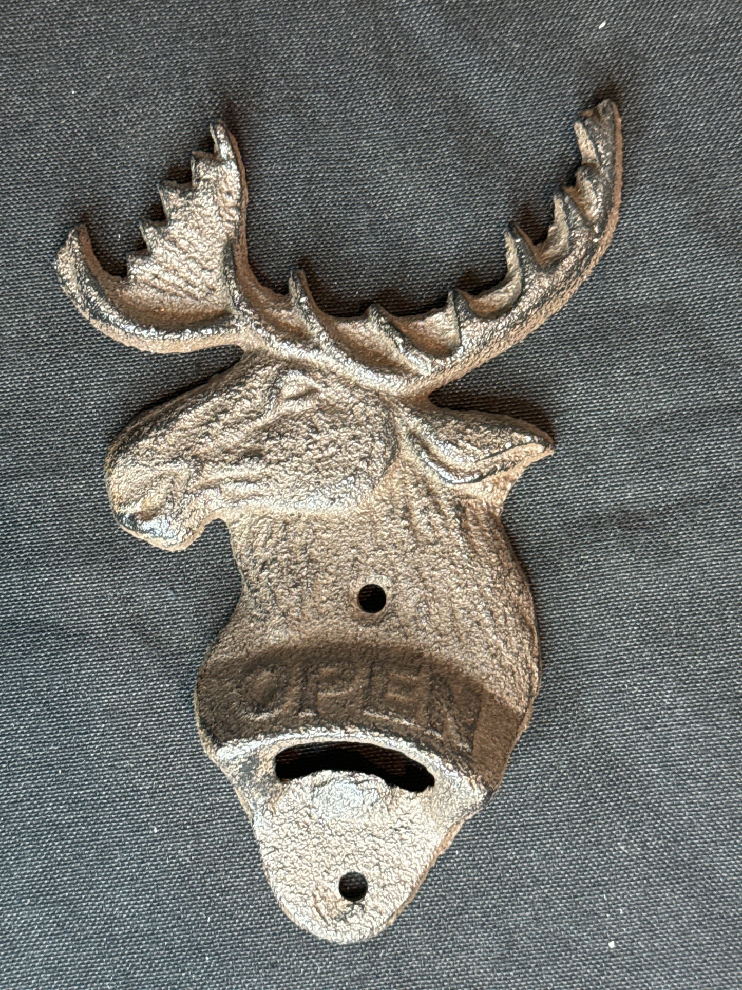 Rustic Cast Iron Moose Elk Wall Bottle Opener New Inventory