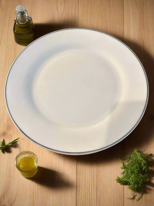 Set of 4 Gibson Elite Designs Studio Platinum 10 5/8" Wide Dinner Plates Platinum Trim