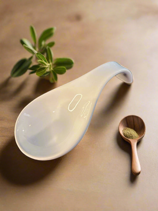 Threshold Stoneware White Spoon Rest 9.5" Long