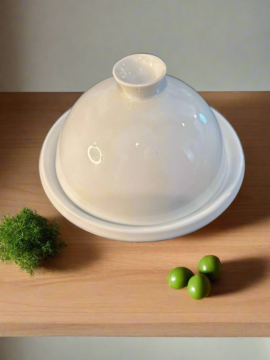 Gourmet Village Bistro Collection Ceramic Cheese/Butter Server Domed Lid 6" Wide