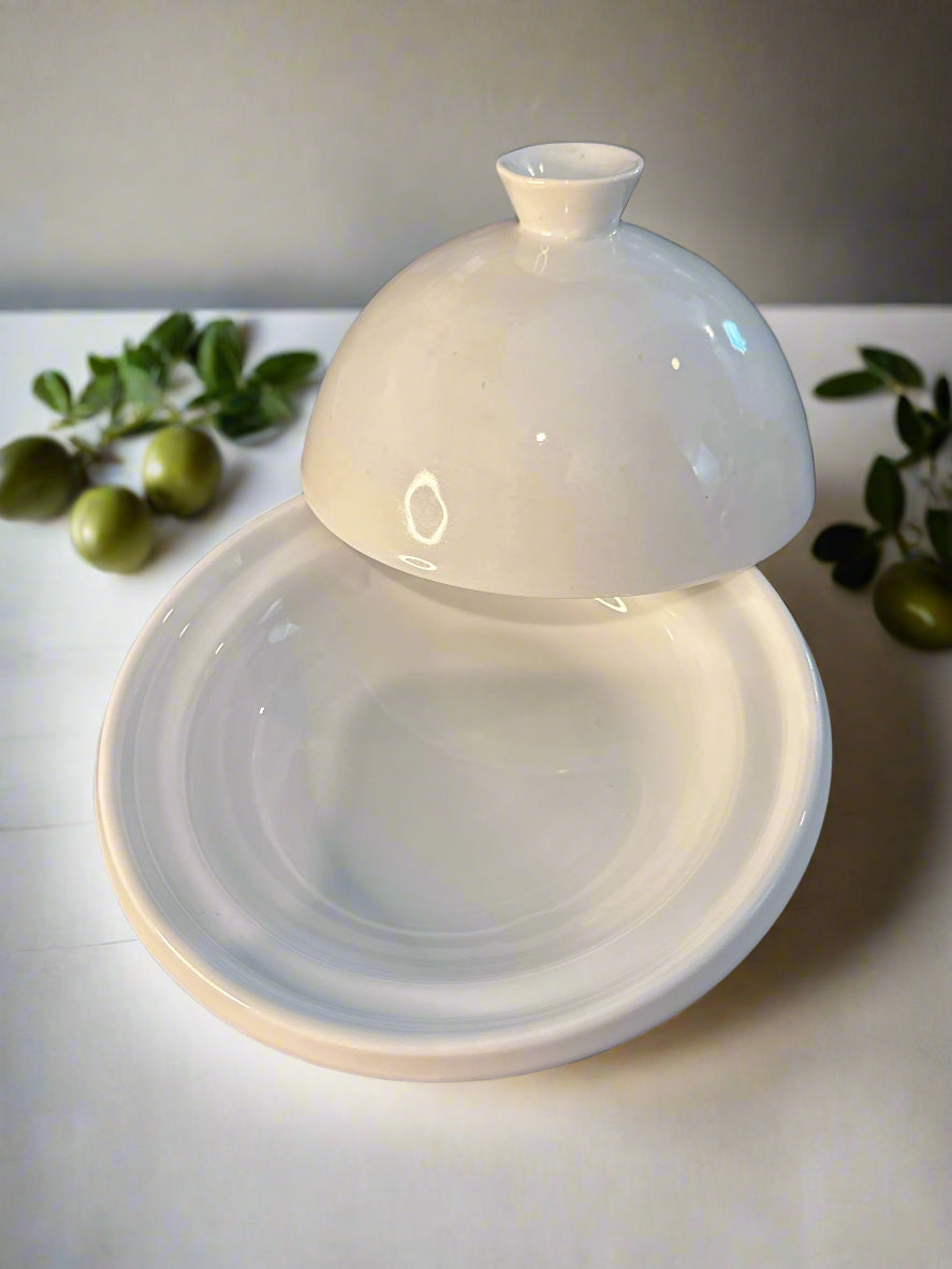 Gourmet Village Bistro Collection Ceramic Cheese/Butter Server Domed Lid 6" Wide