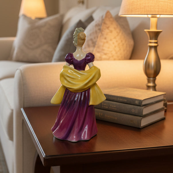 Royal Doulton "Loretta" HN 2337 - Purple & Yellow Dress Made in England 8.25" Tall