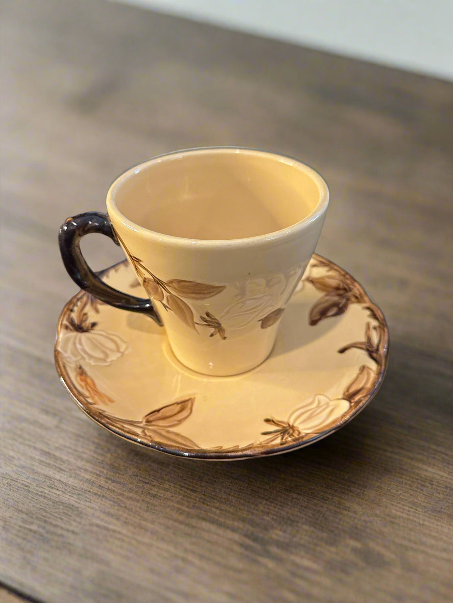 Franciscan Cafe Royal Set of 2 Oatmeal Bowls 5 5/8" & 1 Jumbo Mug and Saucer 3.75"