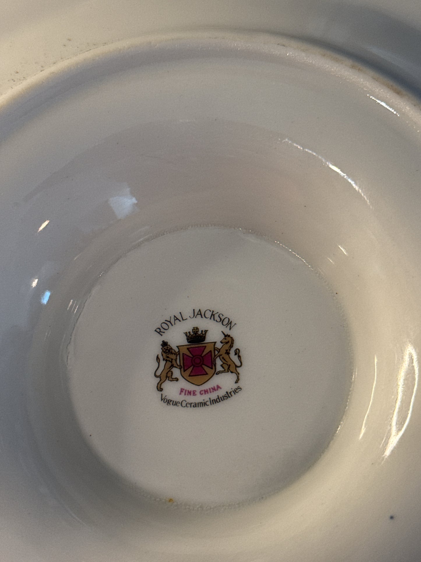Royal Jackson Sandra Pattern (Gold Trim) Gravy Boat with Attached Underplate 8" Wide