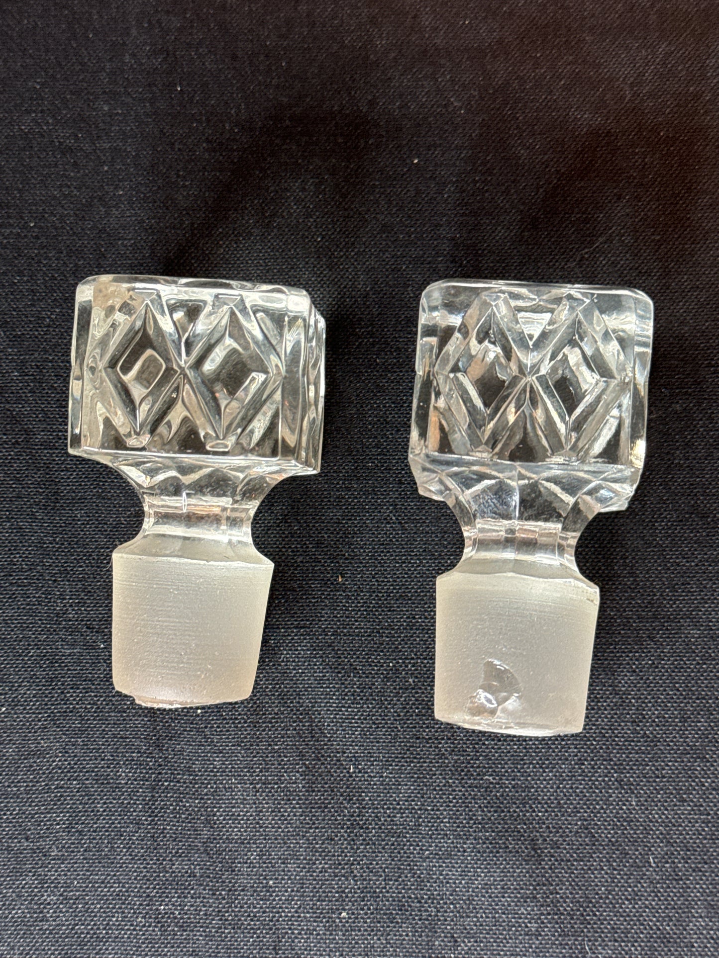 Vintage Square Lead Crystal Decanter/Stopper 9.5" Liquor Scotch and Rye Barware