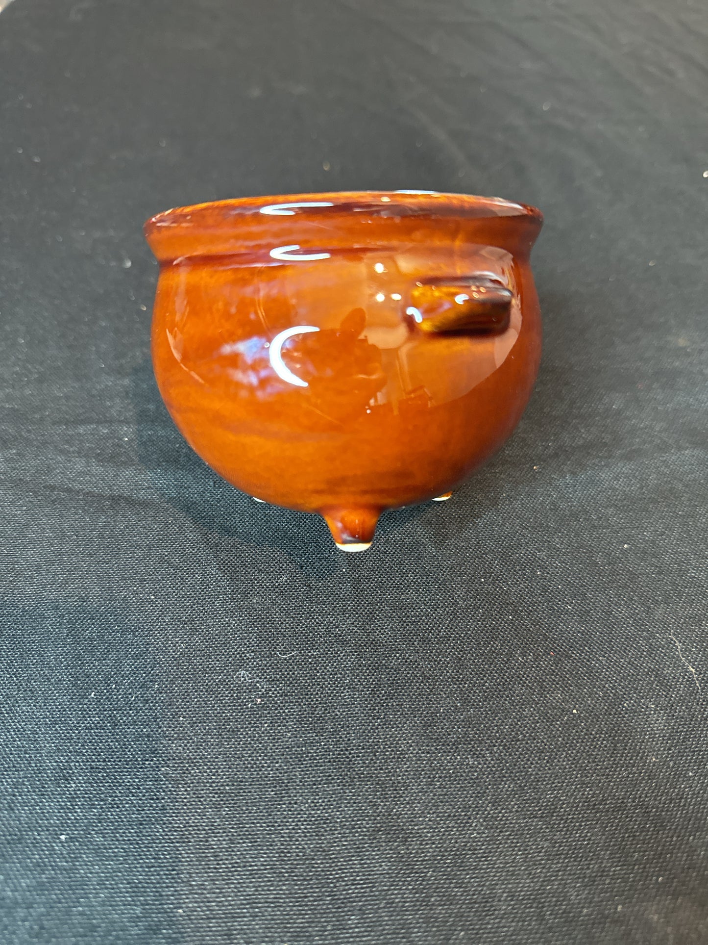 Set of 3 Ceramic Brown Glazed Soup/Pudding Bowls 3" Tall X 3.5" Wide