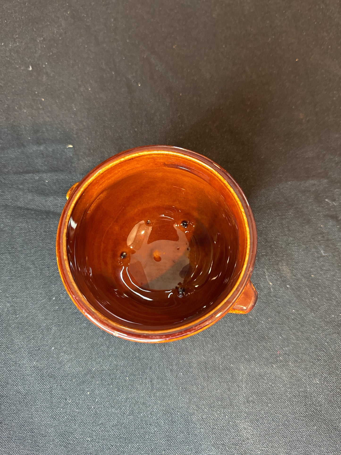 Set of 3 Ceramic Brown Glazed Soup/Pudding Bowls 3" Tall X 3.5" Wide