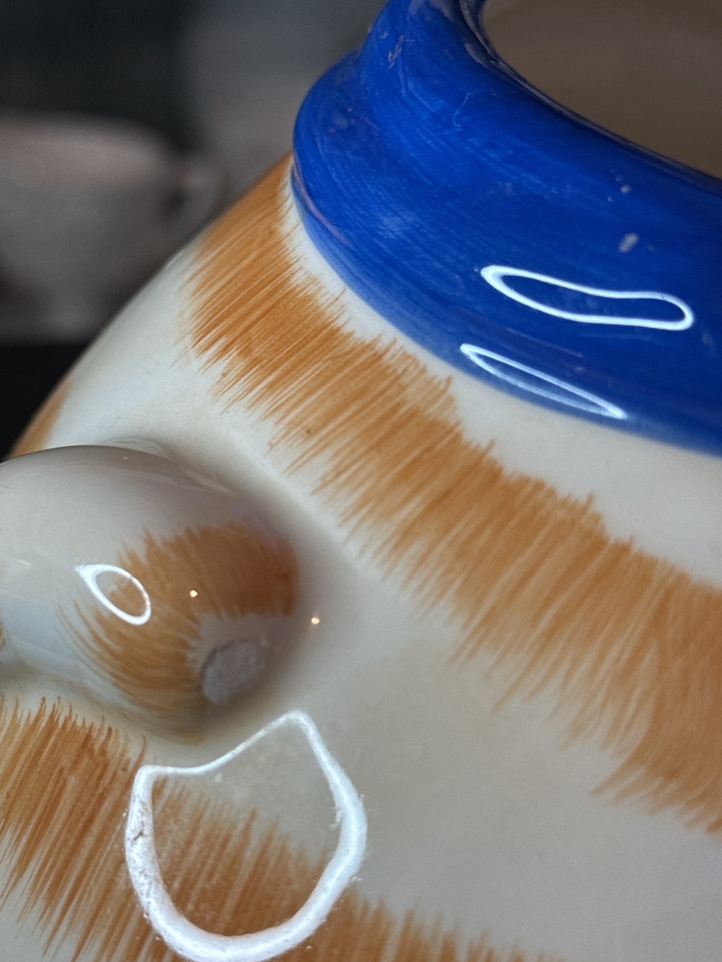 Tabby Cat Cookie Jar 11.5" Tall Orange/White w/ Blue Handkerchief