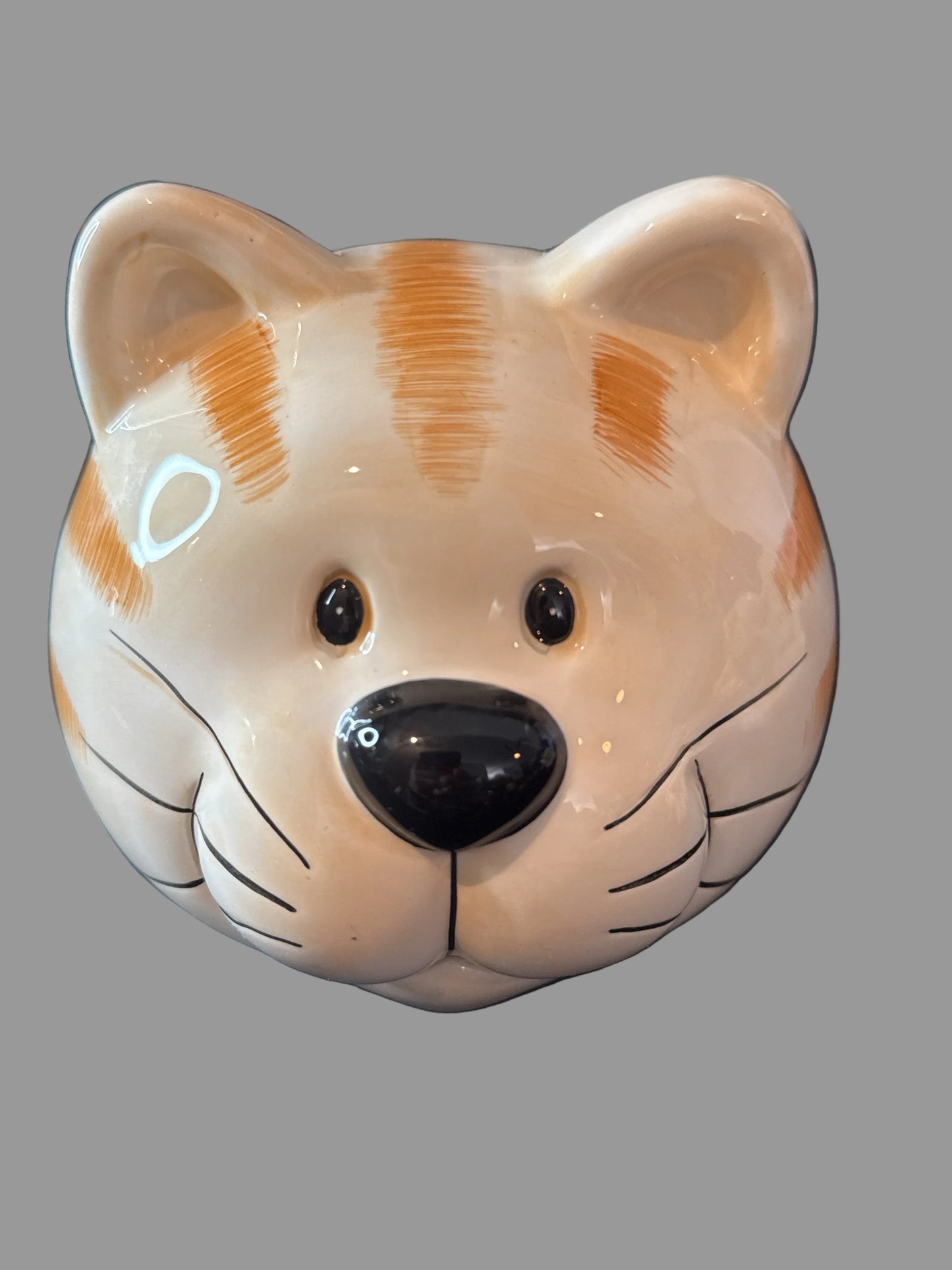 Tabby Cat Cookie Jar 11.5" Tall Orange/White w/ Blue Handkerchief
