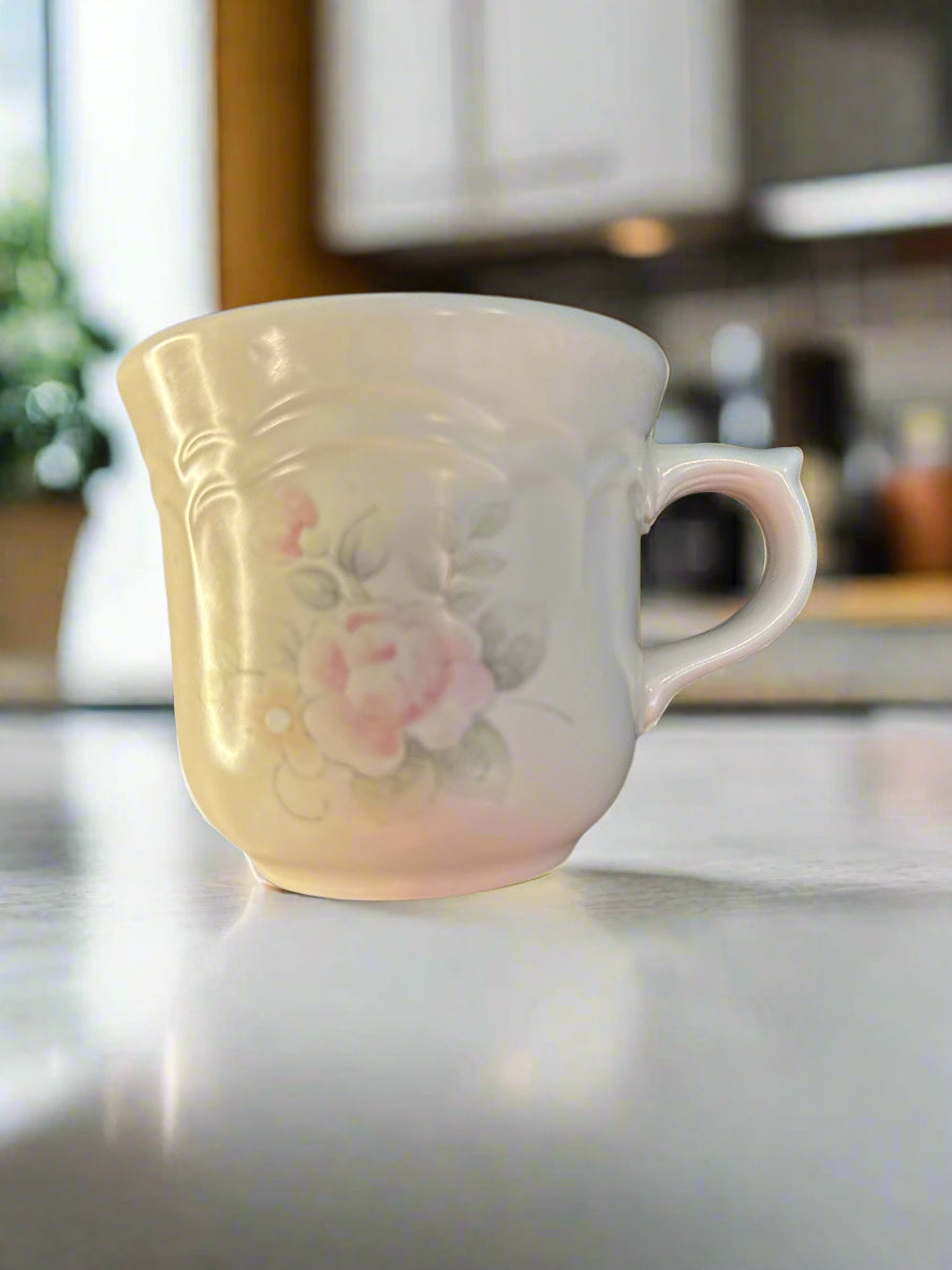 Pfaltzgraff Tea Rose Coffee Cup & Saucer 3.25" Tall Vintage Retired