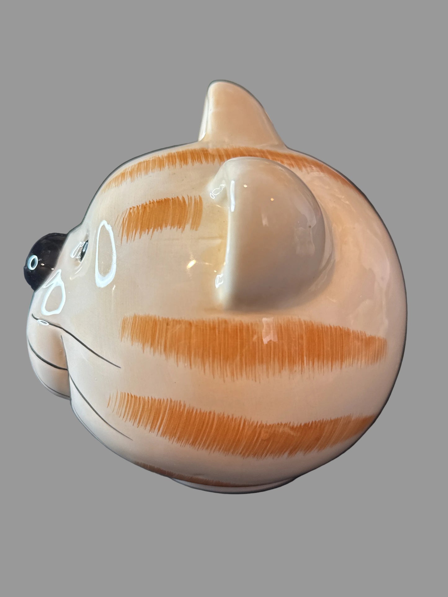 Tabby Cat Cookie Jar 11.5" Tall Orange/White w/ Blue Handkerchief