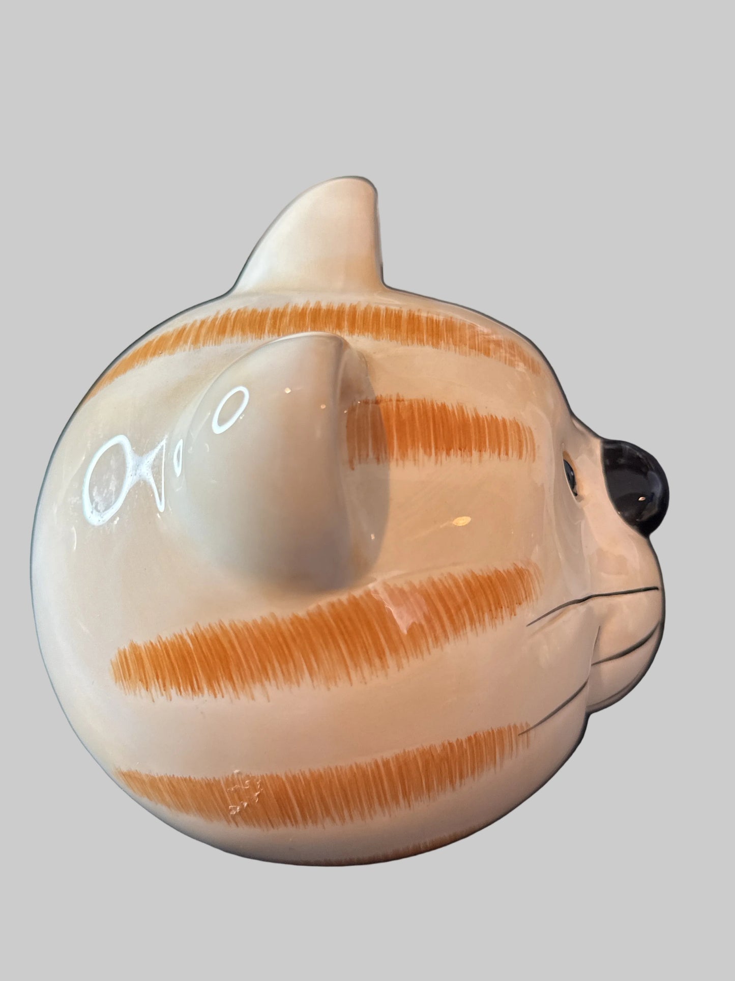 Tabby Cat Cookie Jar 11.5" Tall Orange/White w/ Blue Handkerchief