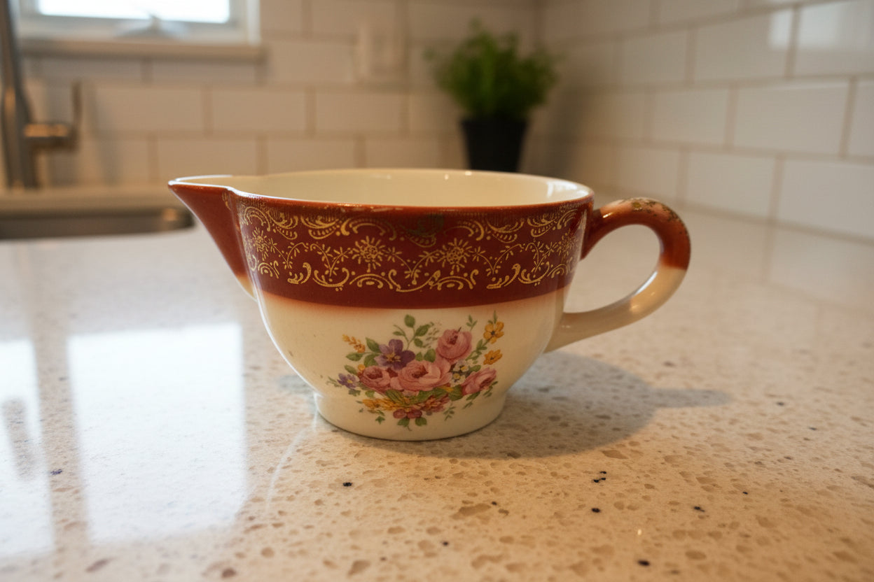 Floral Asian Inspired Creamer 4" Wide x 2 5/8" Tall