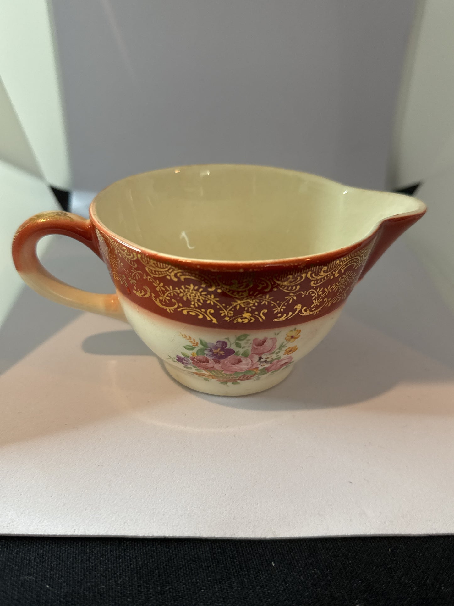 Floral Asian Inspired Creamer 4" Wide x 2 5/8" Tall