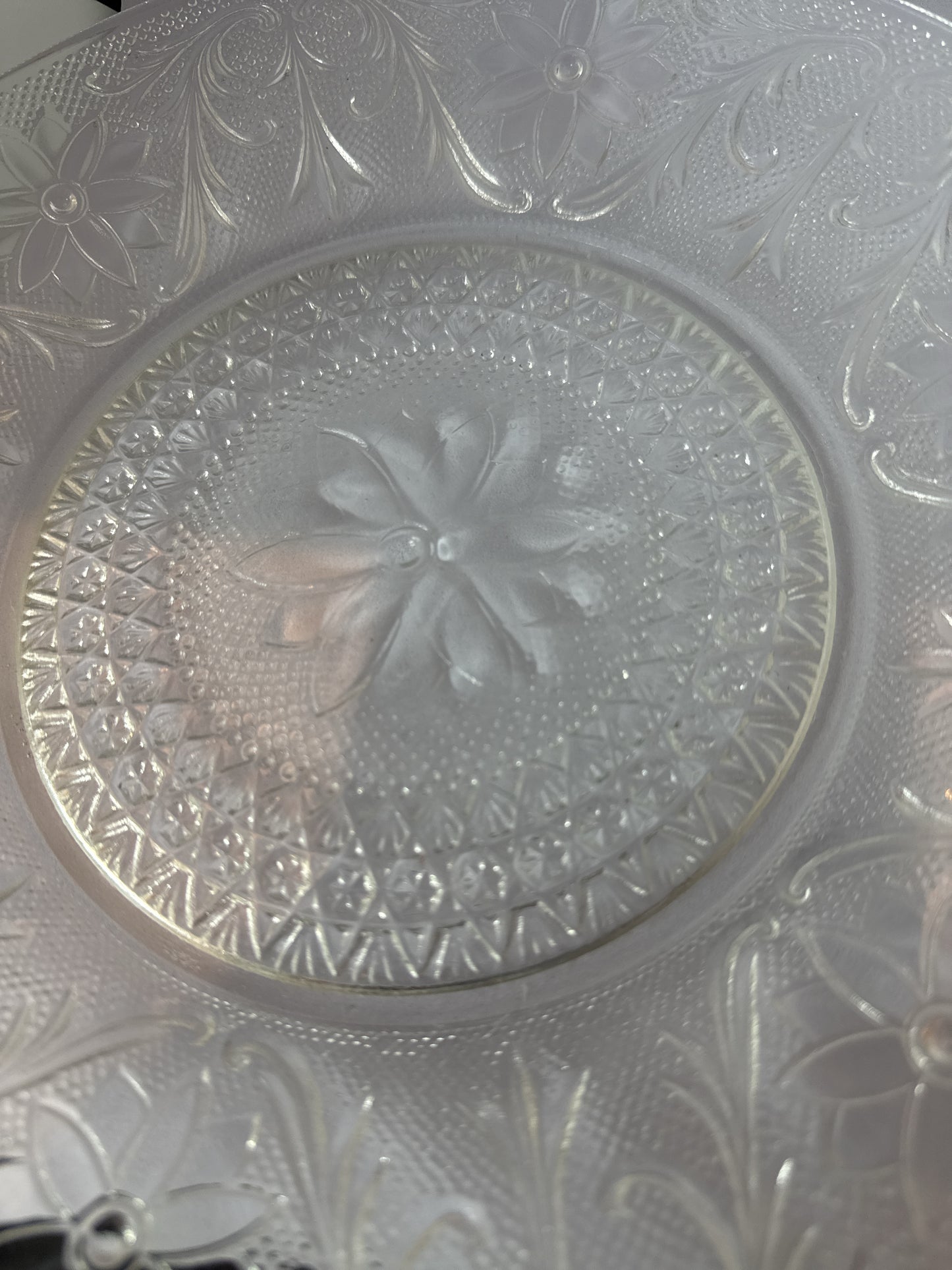 Tiara Sandwich Clear Pattern Glass Dinner Plate 10" Wide