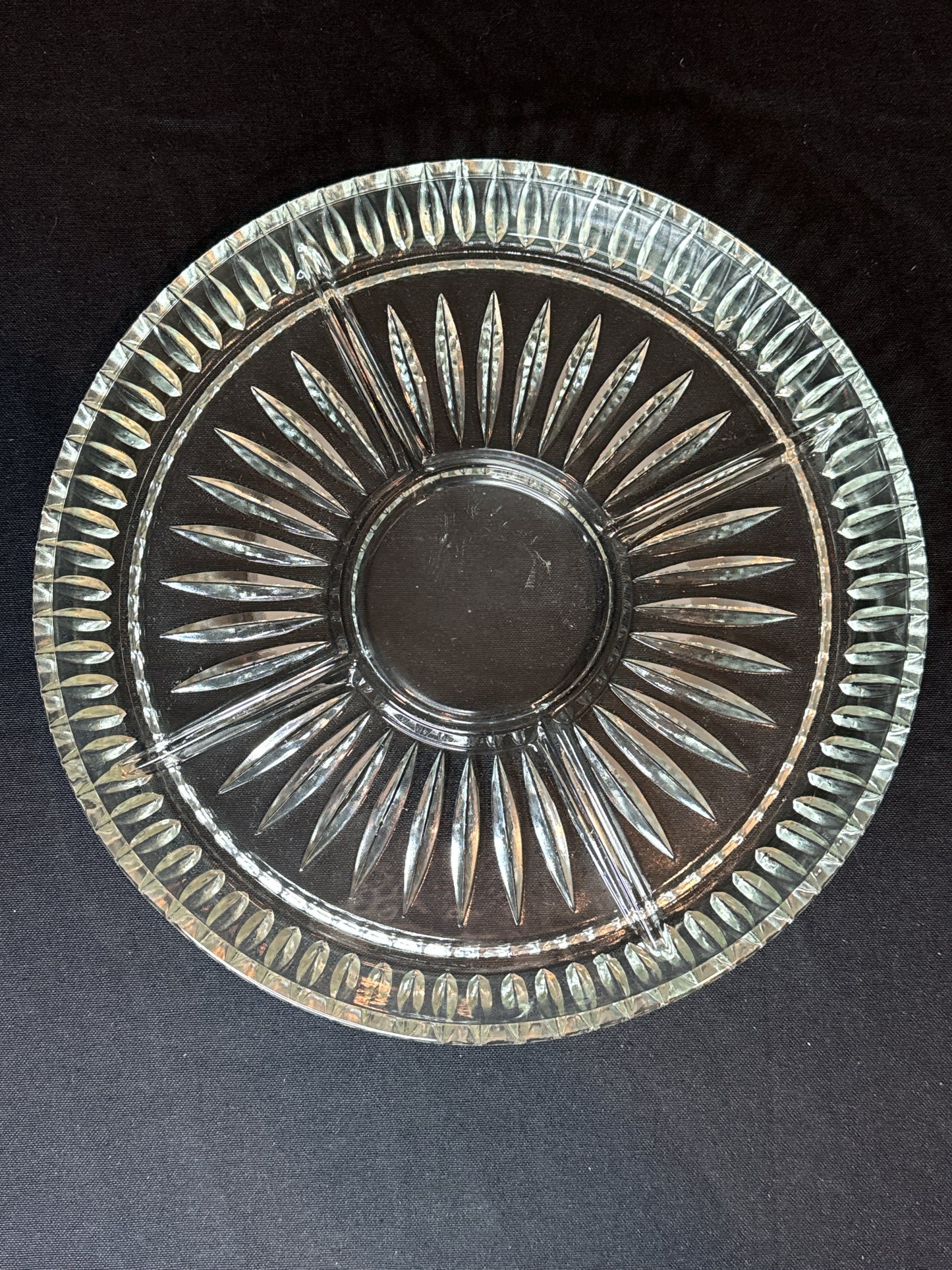 Vintage Crystal 5 Sectioned Platter 11.5"