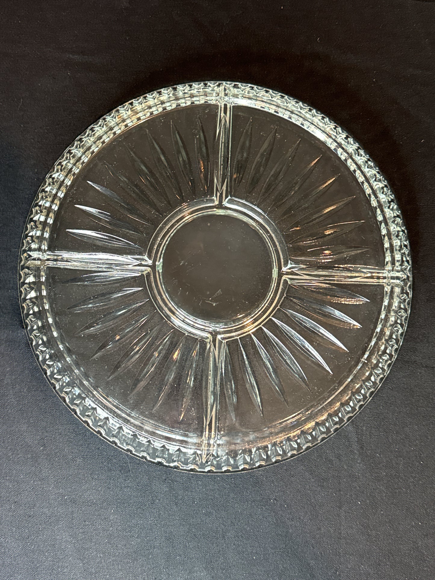 Vintage Crystal 5 Sectioned Platter 11.5"