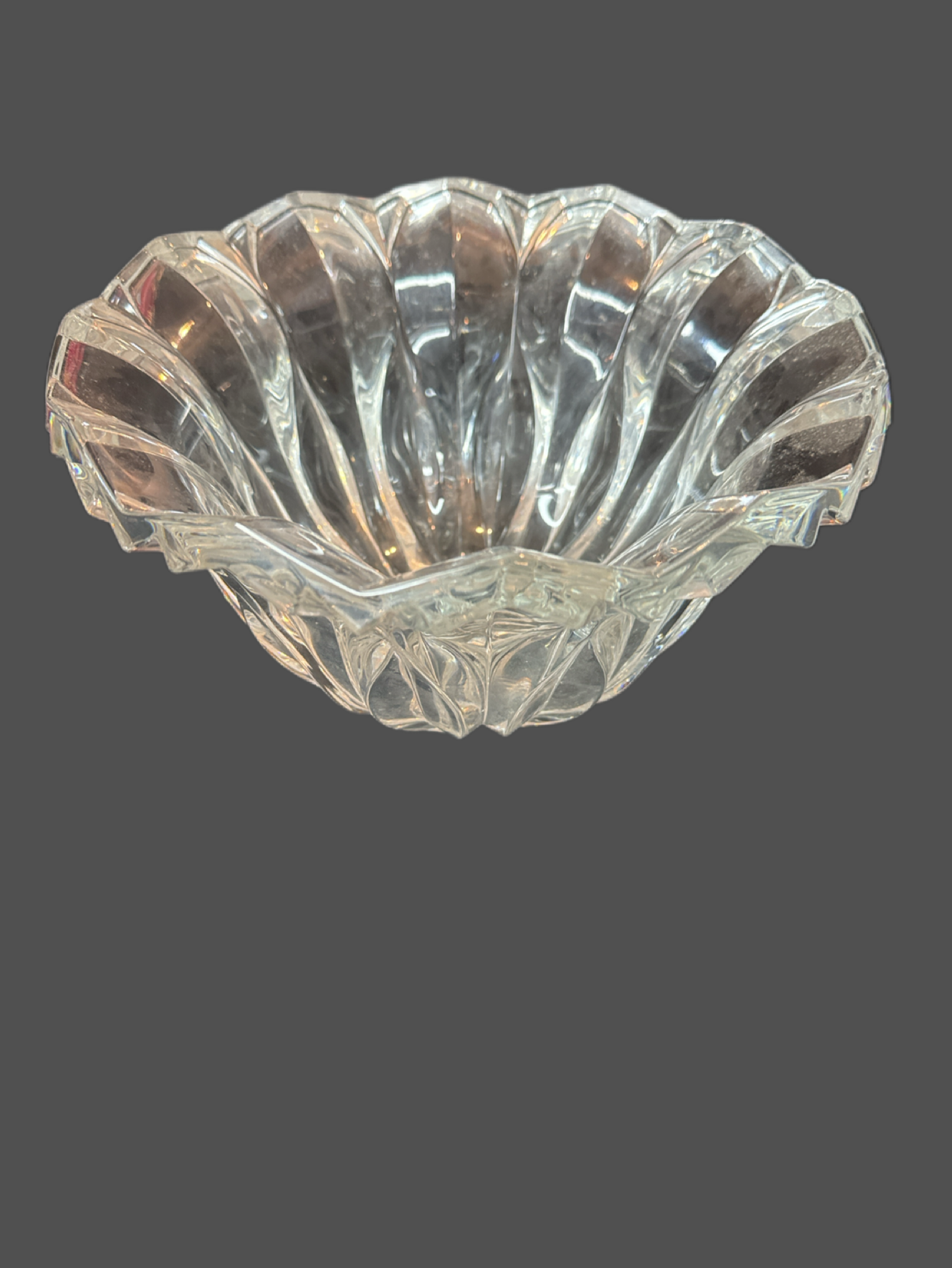 Crystal Bowl, Vintage Crystal Bowl, Large Bowl, Heavy Thick Glass 10" Wide X 5.75" Tall