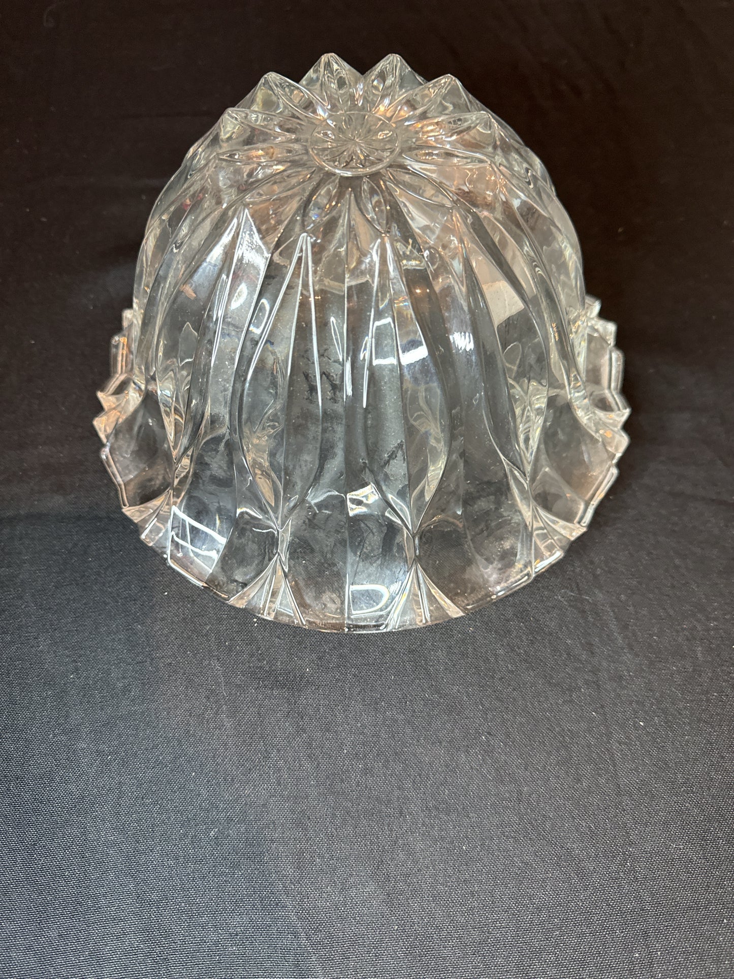 Crystal Bowl, Vintage Crystal Bowl, Large Bowl, Heavy Thick Glass 10" Wide X 5.75" Tall