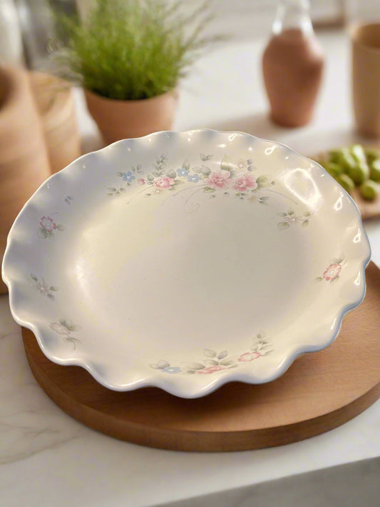 Pfaltzgraff Tea Rose Large Round 12.5" Fluted Serving Platter Vintage
