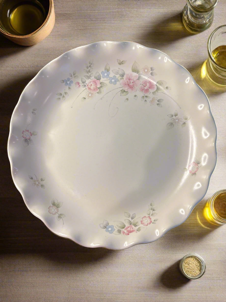 Pfaltzgraff Tea Rose Large Round 12.5" Fluted Serving Platter Vintage