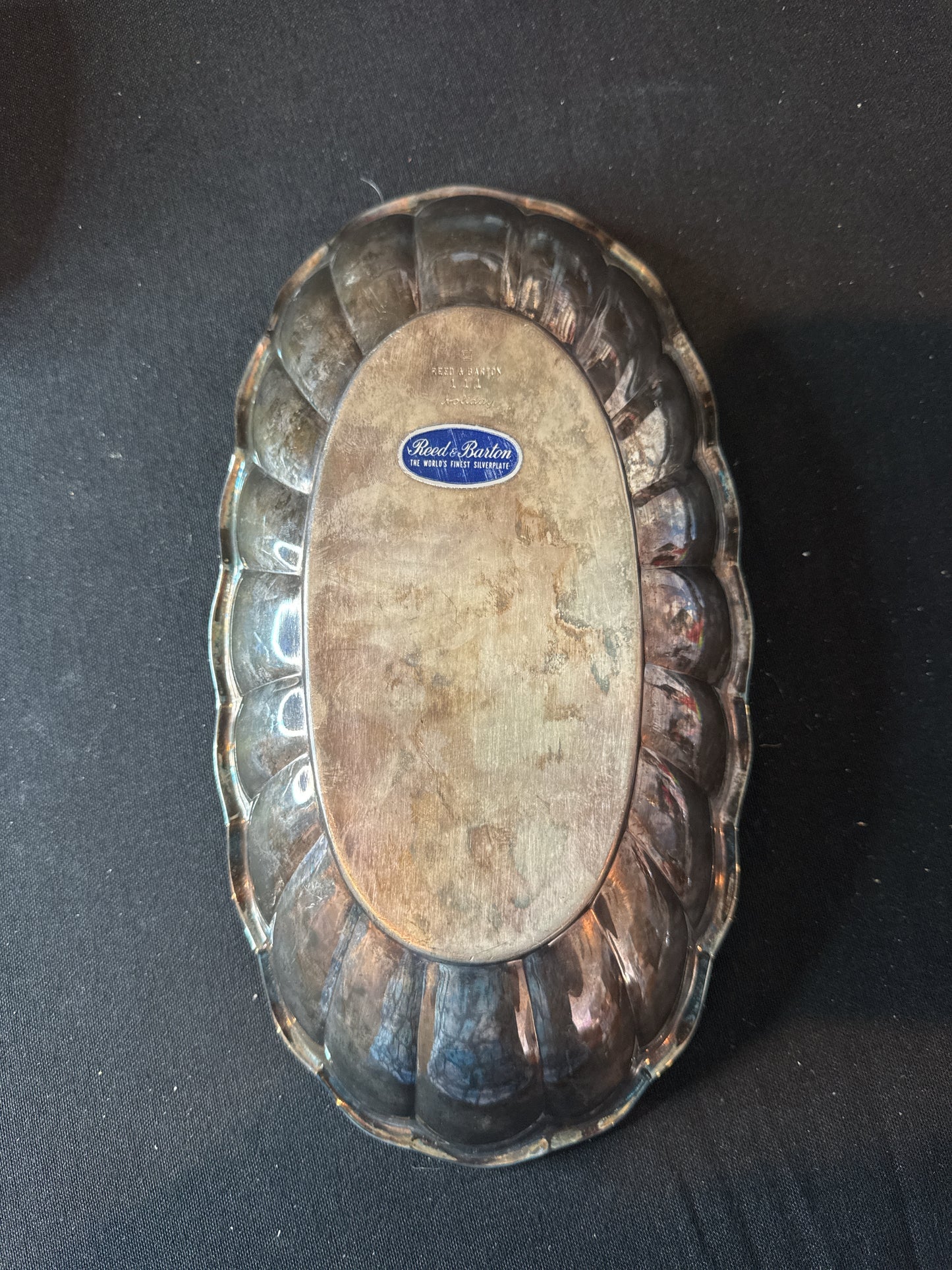 Reed & Barton Holiday 111 Holloware Relish Tray 11.25" x 6"