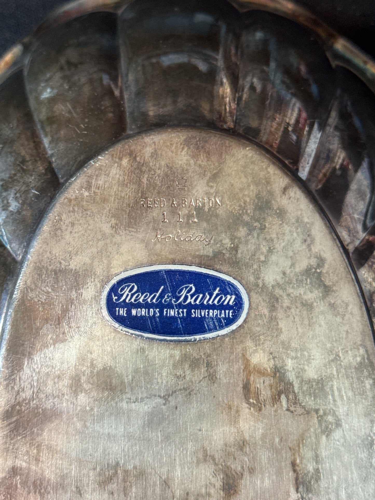 Reed & Barton Holiday 111 Holloware Relish Tray 11.25" x 6"