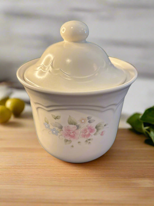 Pfaltzgraff Tea Rose Medium Canister With Lid 9.25" Tall Vintage