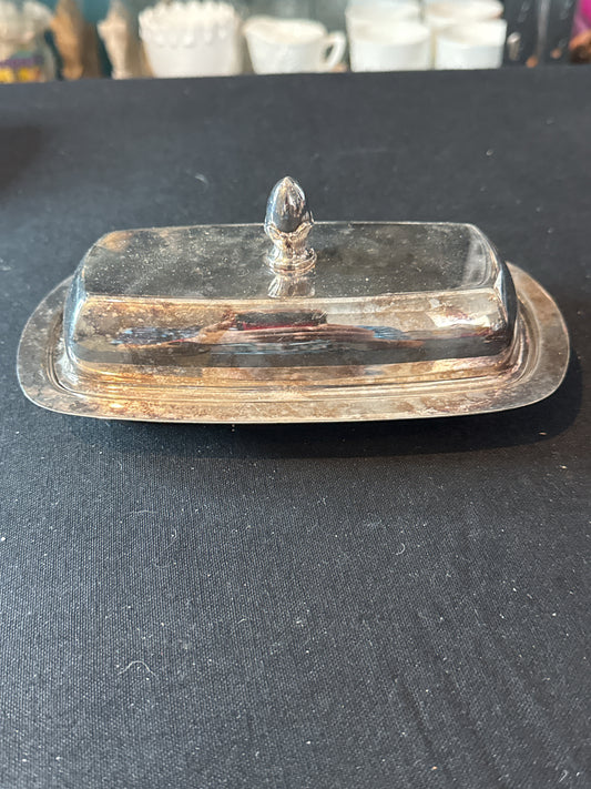 Wm Rogers Silverplate Holloware Butter Dish 7.5" x 4" x 3" Tall