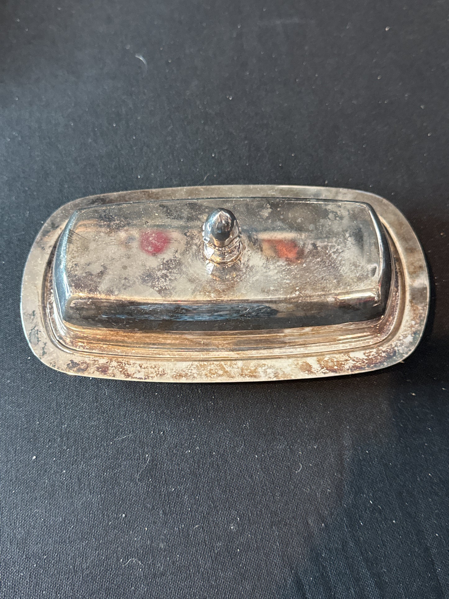 Wm Rogers Silverplate Holloware Butter Dish 7.5" x 4" x 3" Tall