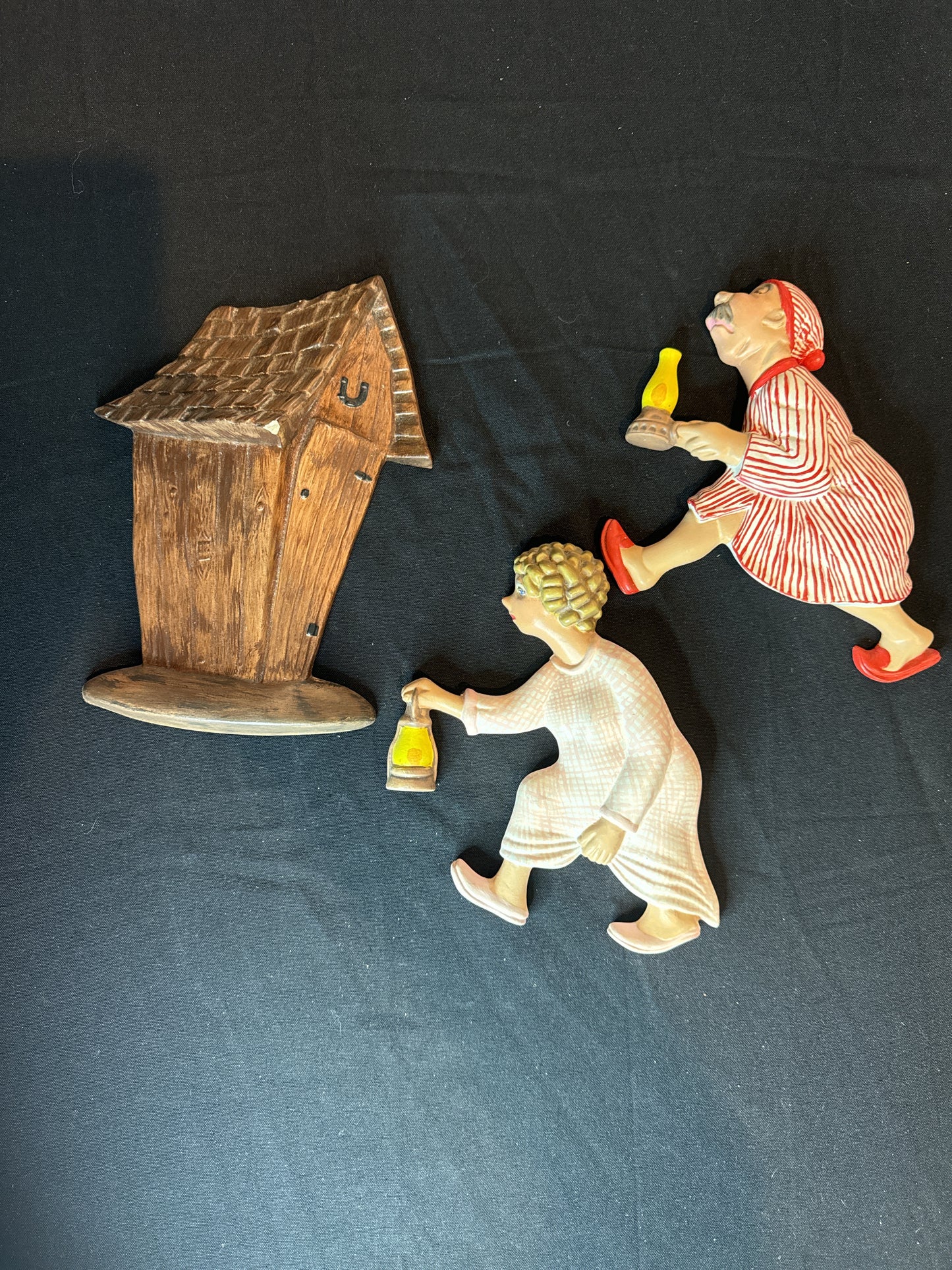 Vintage Arnels Race to Outhouse 3 Piece Ceramic Wall Hanging Set Unique