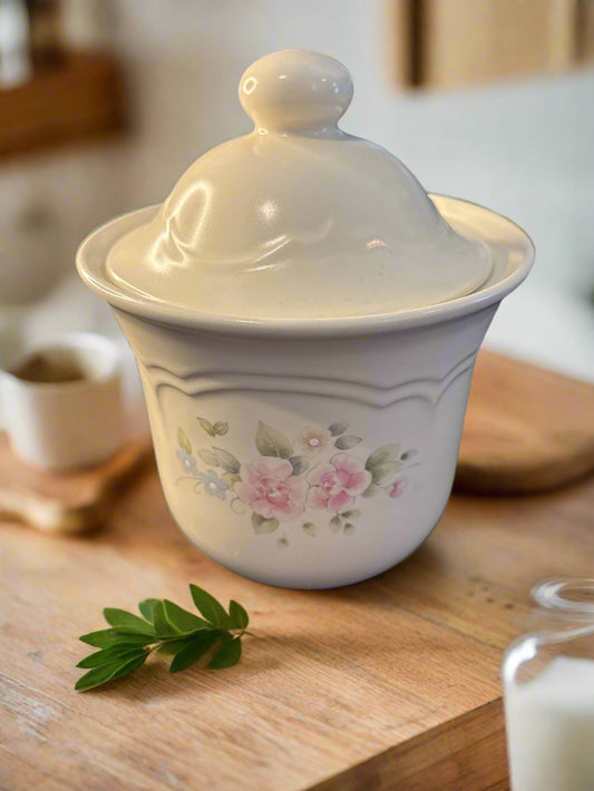 Pfaltzgraff Tea Rose Small Canister With Lid 8.75" Tall Vintage