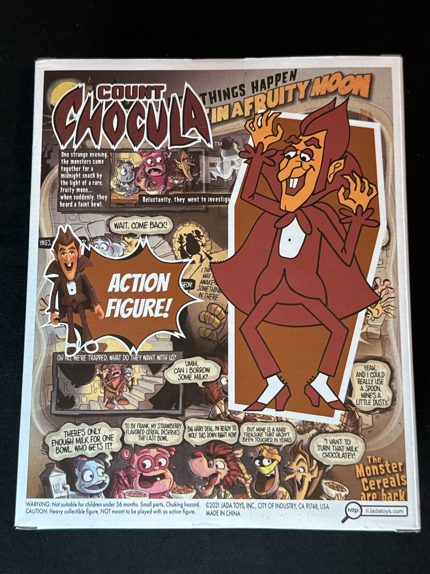 General Mills Count Chocula Action Figure with Extra Mask and Small Box of Cereal. NIB