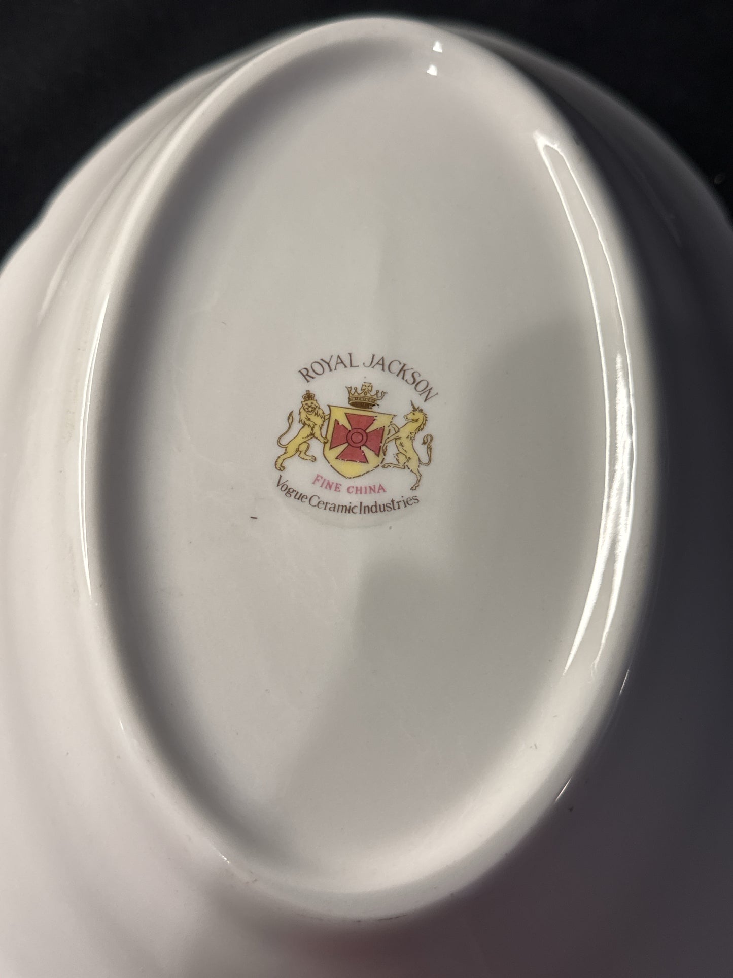 Royal Jackson Sandra Pattern 10" Oval Vegetable Bowl 10.25" Wide Gold Trim